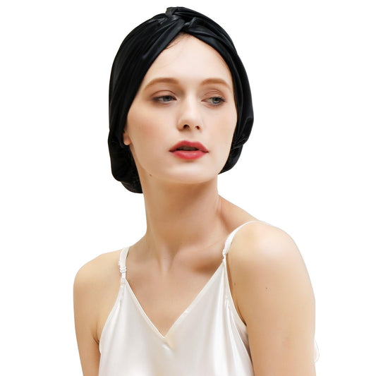 ZIMASILK bonnet front view showing sleek black finish and secure fit benefit
