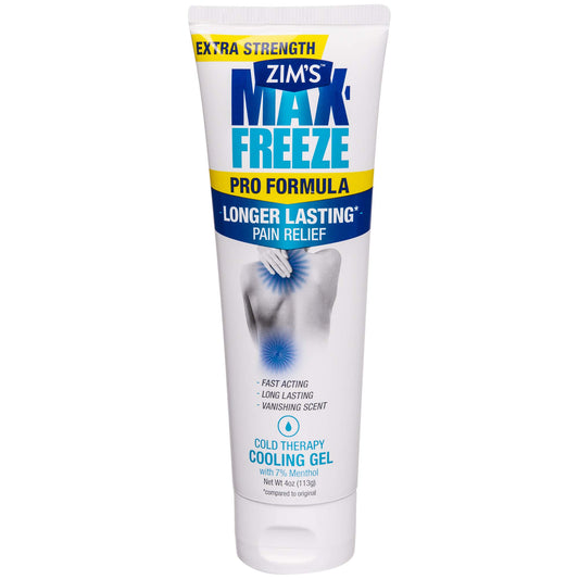 Zim's Max front packaging showing 4 ounce gel and menthol benefits