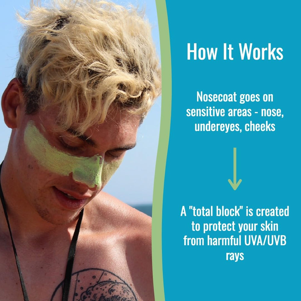 Zinka applied on nose demonstrating clear, stay-put protection