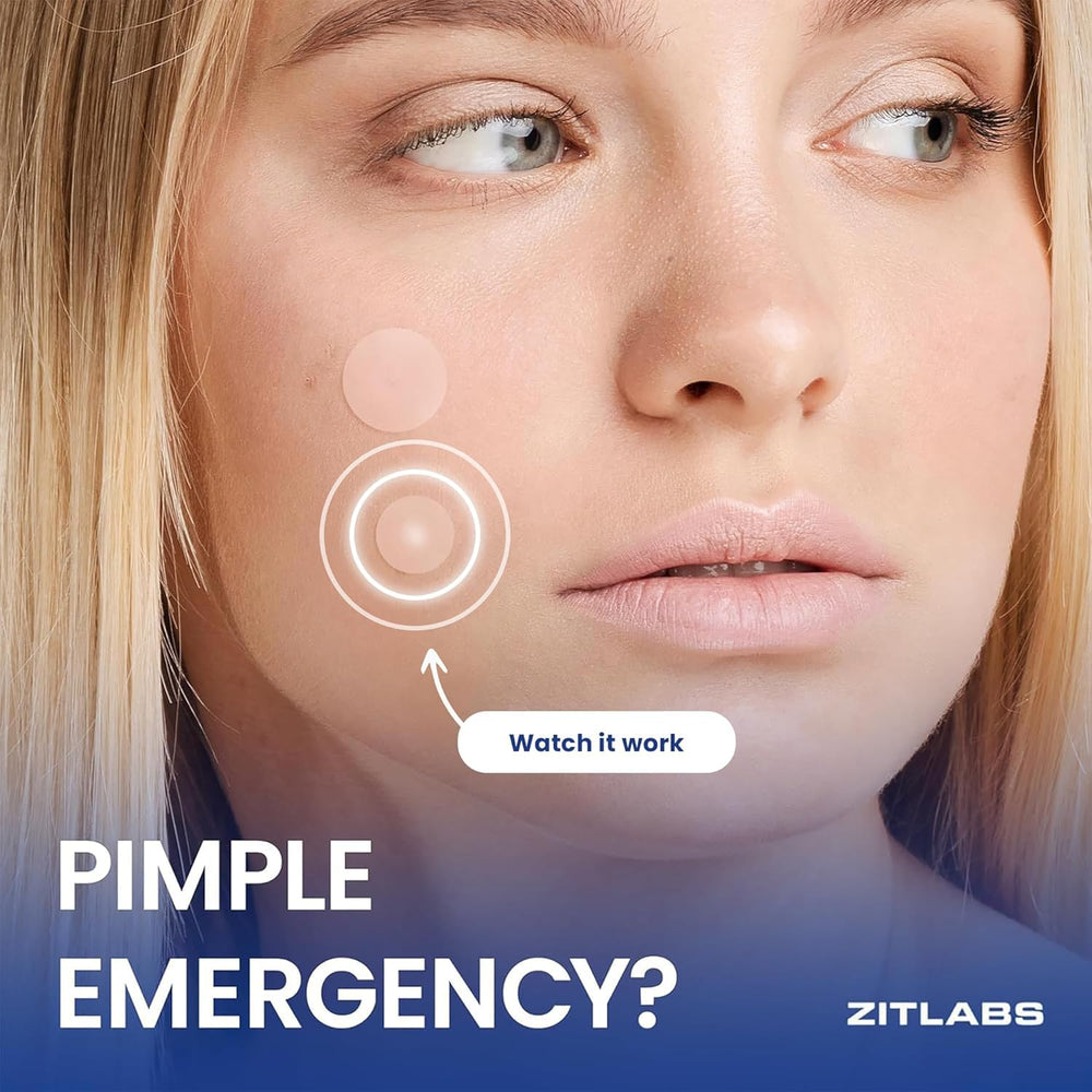 ZITLABS patch applied to cheek illustrating invisible wear and reduced irritation