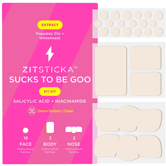 ZitSticka front packaging showing 23-piece Goo Getter set and travel-friendly design