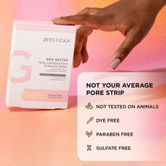 ZitSticka strip next to hand for scale showing compact, travel-friendly size