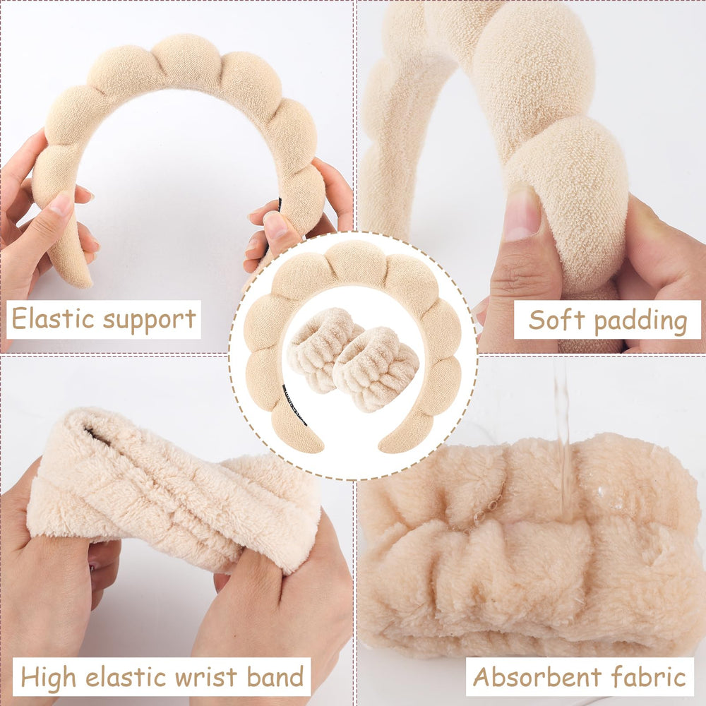 Zkptops headband worn while washing face keeping hair dry and hands free