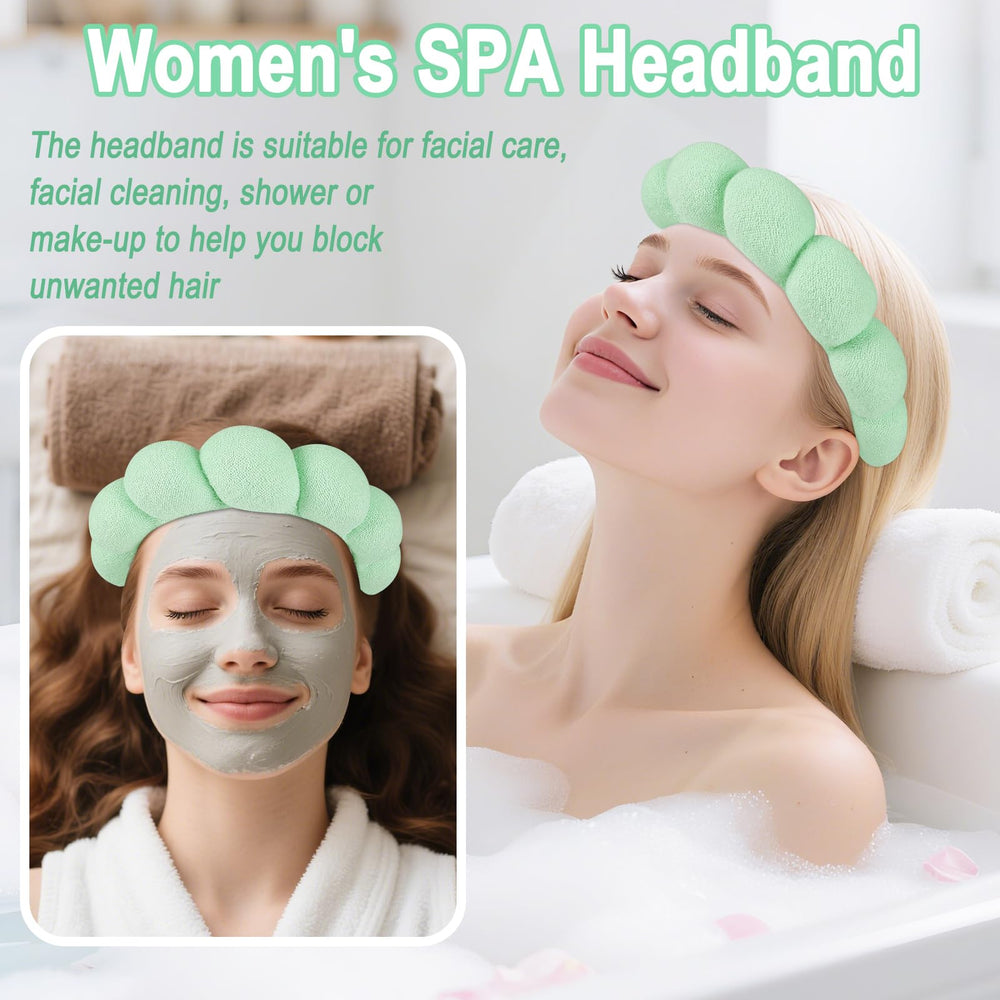 Zkptops headband worn by model in bathroom keeping hair back for cleaner routine