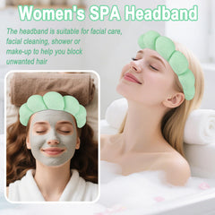 Zkptops headband worn by model in bathroom keeping hair back for cleaner routine
