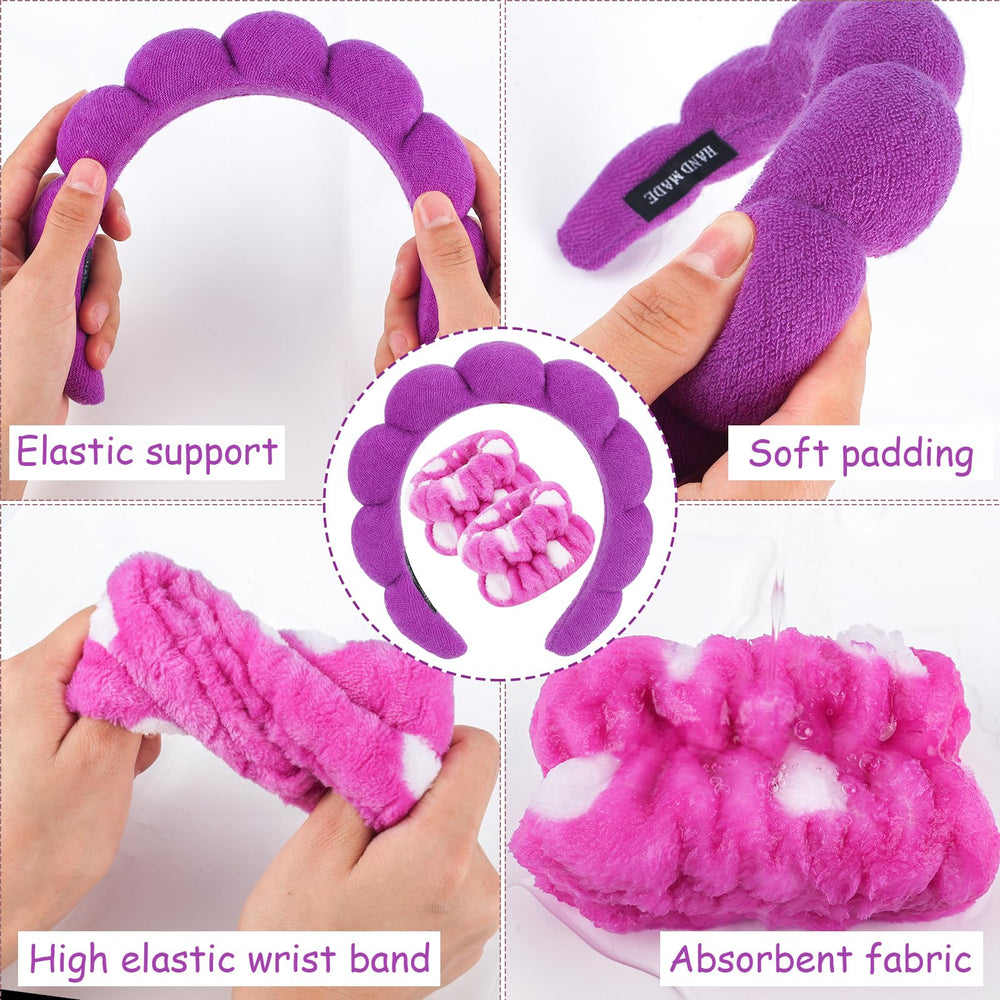 Zkptops headband in use while washing face keeping hair dry and tidy