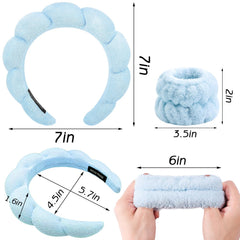 Zkptops headband and wristband laid out as a matching skincare set