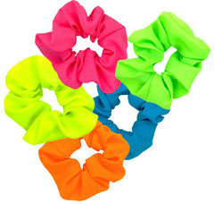 ZLXO NOVELTIES front pack of five neon scrunchies bright set and easy selection