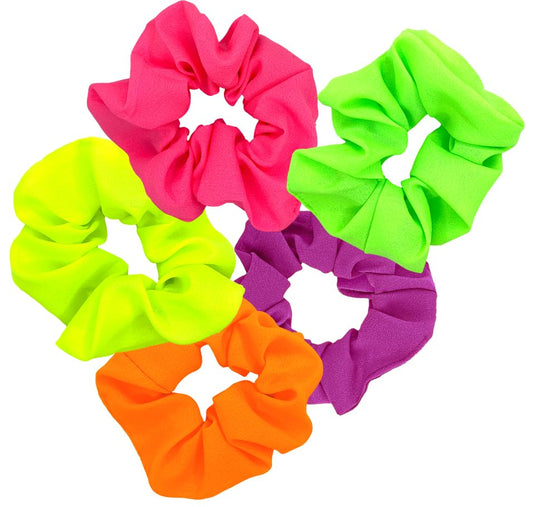 ZLXO NOVELTIES front pack showing five neon scrunchies, bright styling boost