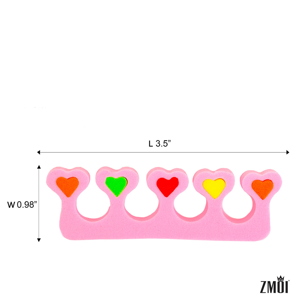 ZMOI separators placed between a child’s toes demonstrating neat separation and tidy polish drying
