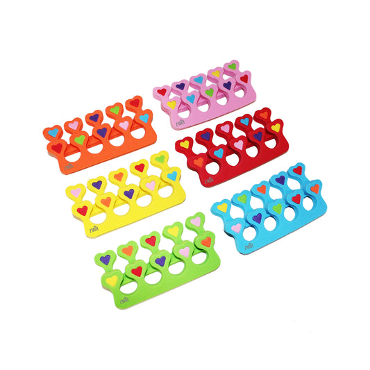 ZMOI heart toe separators pack front view showing colorful hearts and 24 pieces benefit easy access
