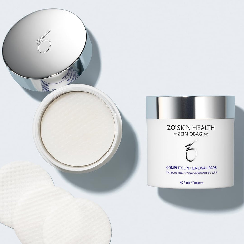 ZO SKIN HEALTH front packaging showing 60-count pads and clear benefits
