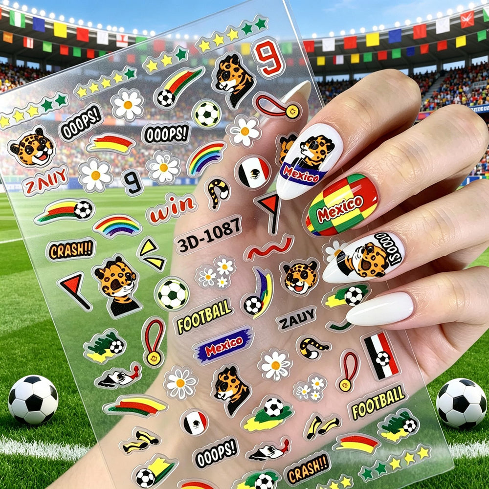 Zoance sheet layout with multiple soccer designs for mix-and-match looks