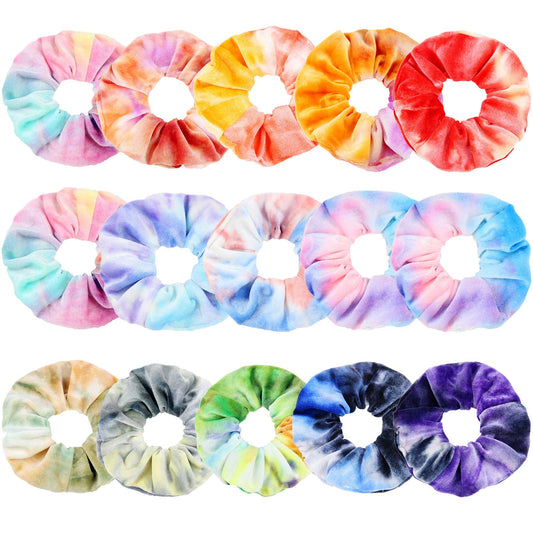 ZOCONE front packaging showing 15 tie dye scrunchies and variety benefit