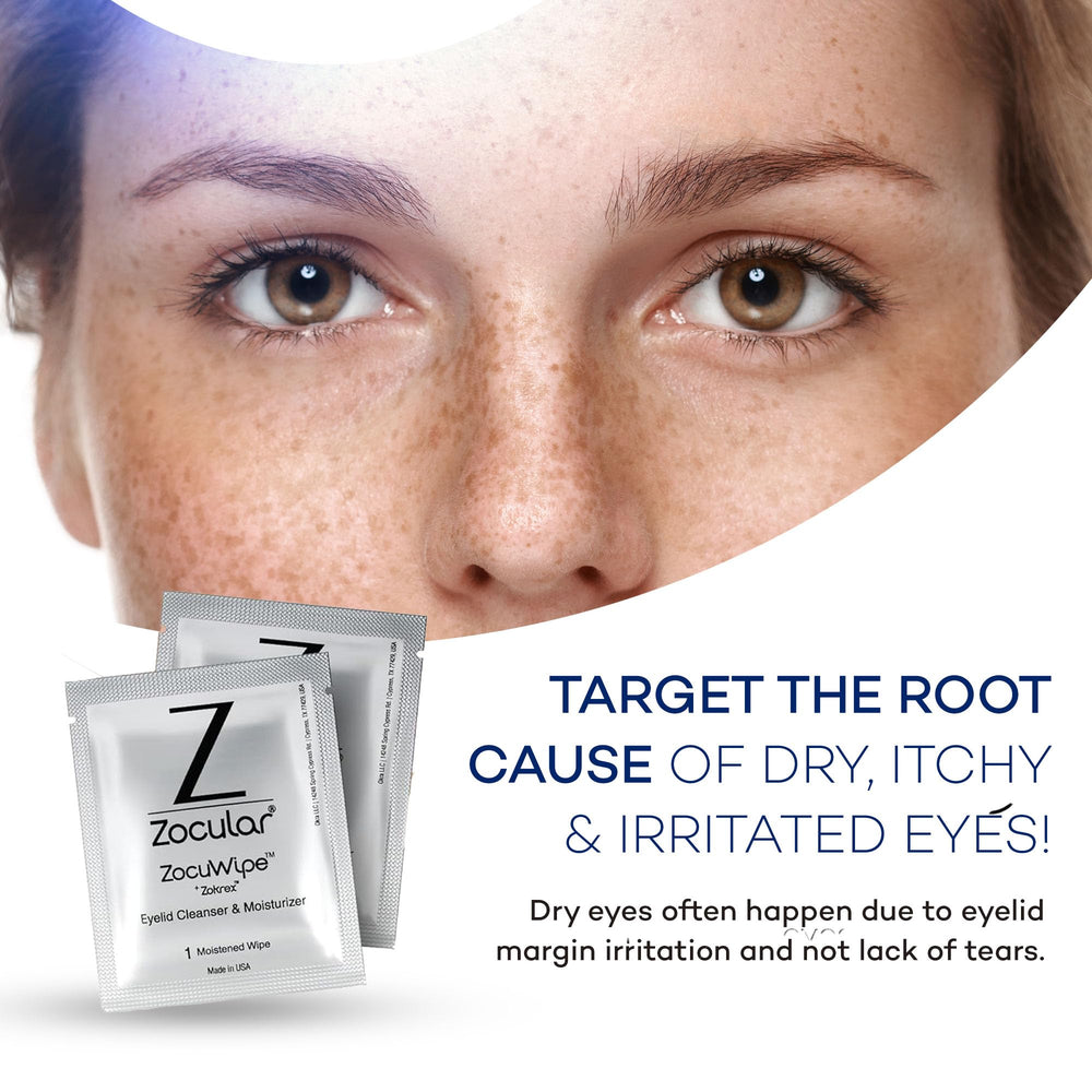 Zocular single Zocuwipe pad close-up highlighting gentle texture
