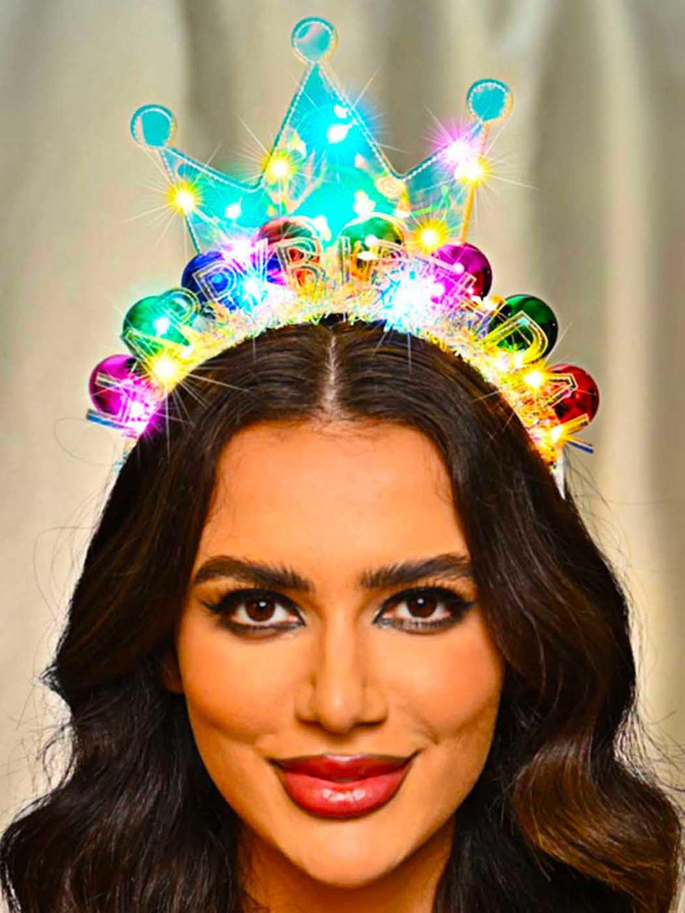 Zoestar lit headband in dark room enhancing party visibility