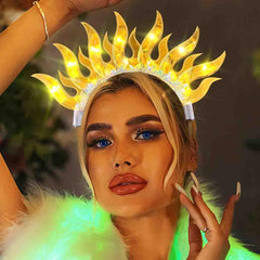 Zoestar headband worn by model to show scale and how it enhances festival outfits