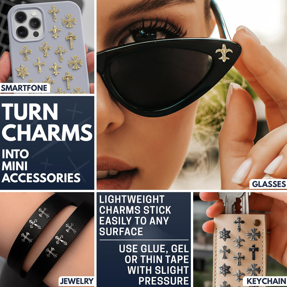 ZOKLU cross charms sorted in container showing piece count and organization