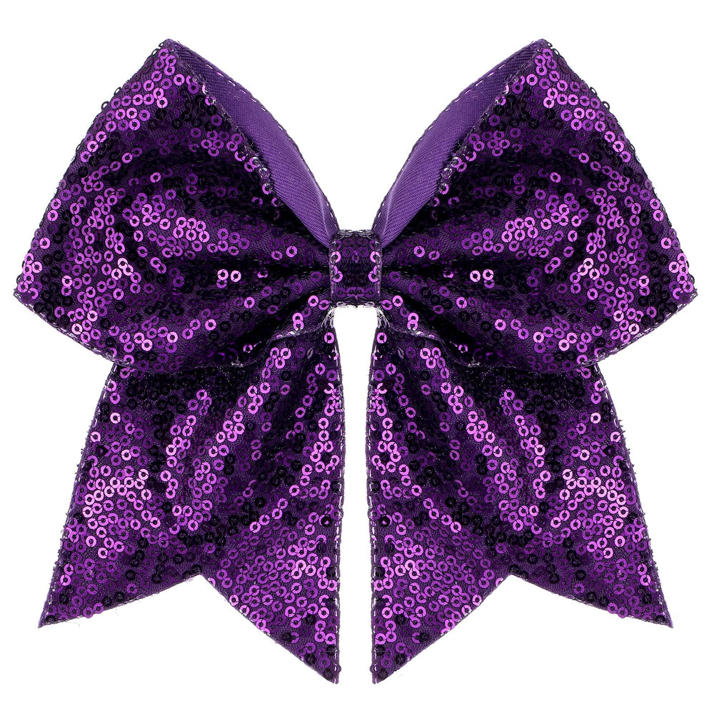 Zolyco dark purple bow front view showing dramatic sparkle and team-ready style