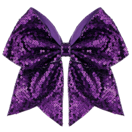 Zolyco dark purple bow front view showing dramatic sparkle and team-ready style