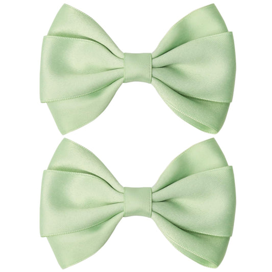 Zolyco front view apple green bows showing vibrant color and neat shape for styling