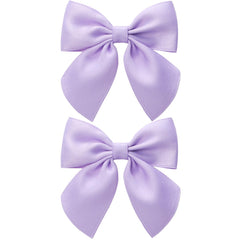Zolyco front view light purple bow clip shows neat double-ribbon elegance