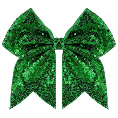 Zolyco front view green sequin bow showing bold team color and sparkle