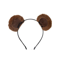 ZOONAI coffee plush headband front view shows cute bear ears and neat finish