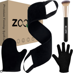 ZOQINI boxed kit front view showing four-piece tanning set and convenience
