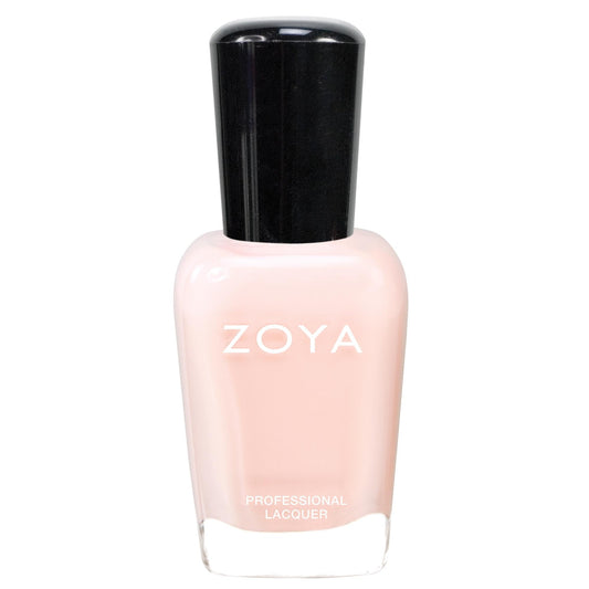 ZOYA Laurie front bottle showing pale cherry blossom pink cream finish and label