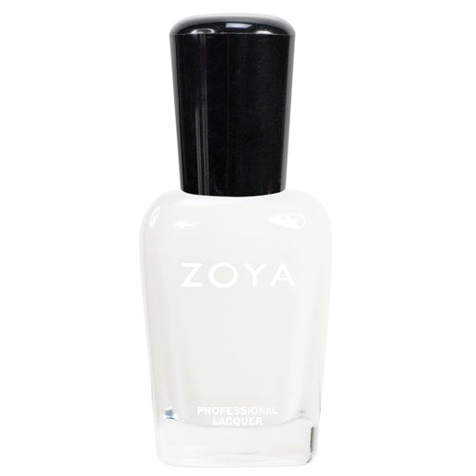 ZOYA bottle front view showing bright white cream and professional finish