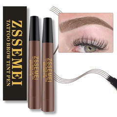 ZSSEMEI front packaging showing brunette waterproof eyebrow pens and benefits