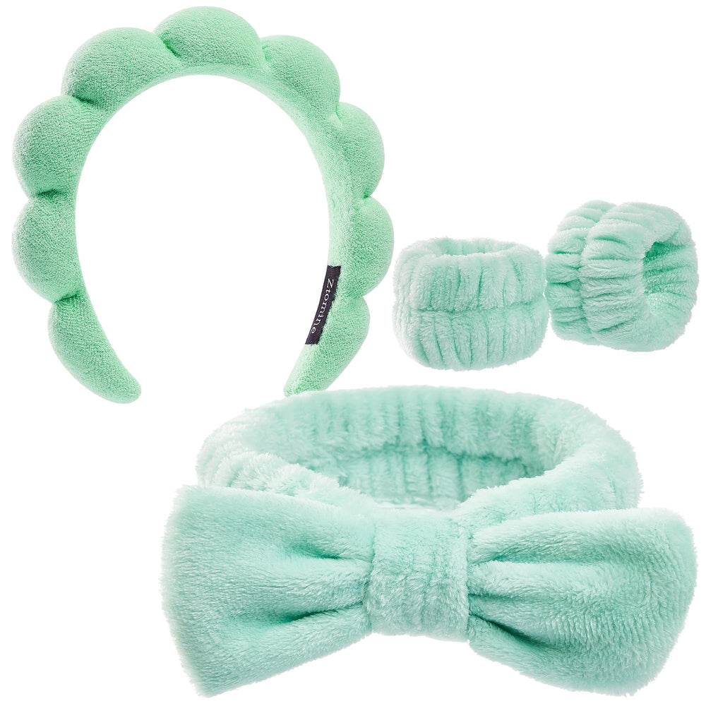 Ztomine front product display showing full headband and wristband set for tidy skincare