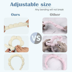 Ztomine headband worn while washing face, keeps hair dry and clear