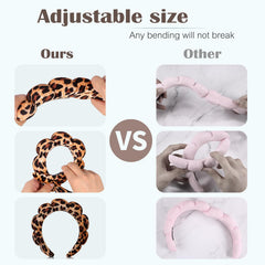 Ztomine headband worn while washing face demonstrating hair protection benefit