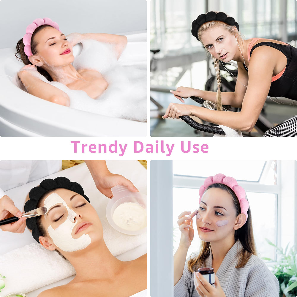 Ztomine headband in use washing face keeping hair dry during cleansing benefit