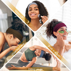 Ztomine headband on woman doing yoga showing secure fit