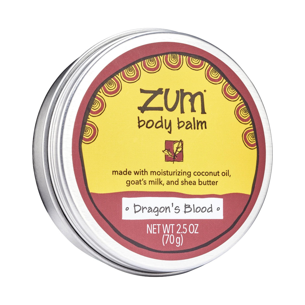 Zum Dragon's Blood front tin showing compact, travel-friendly balm