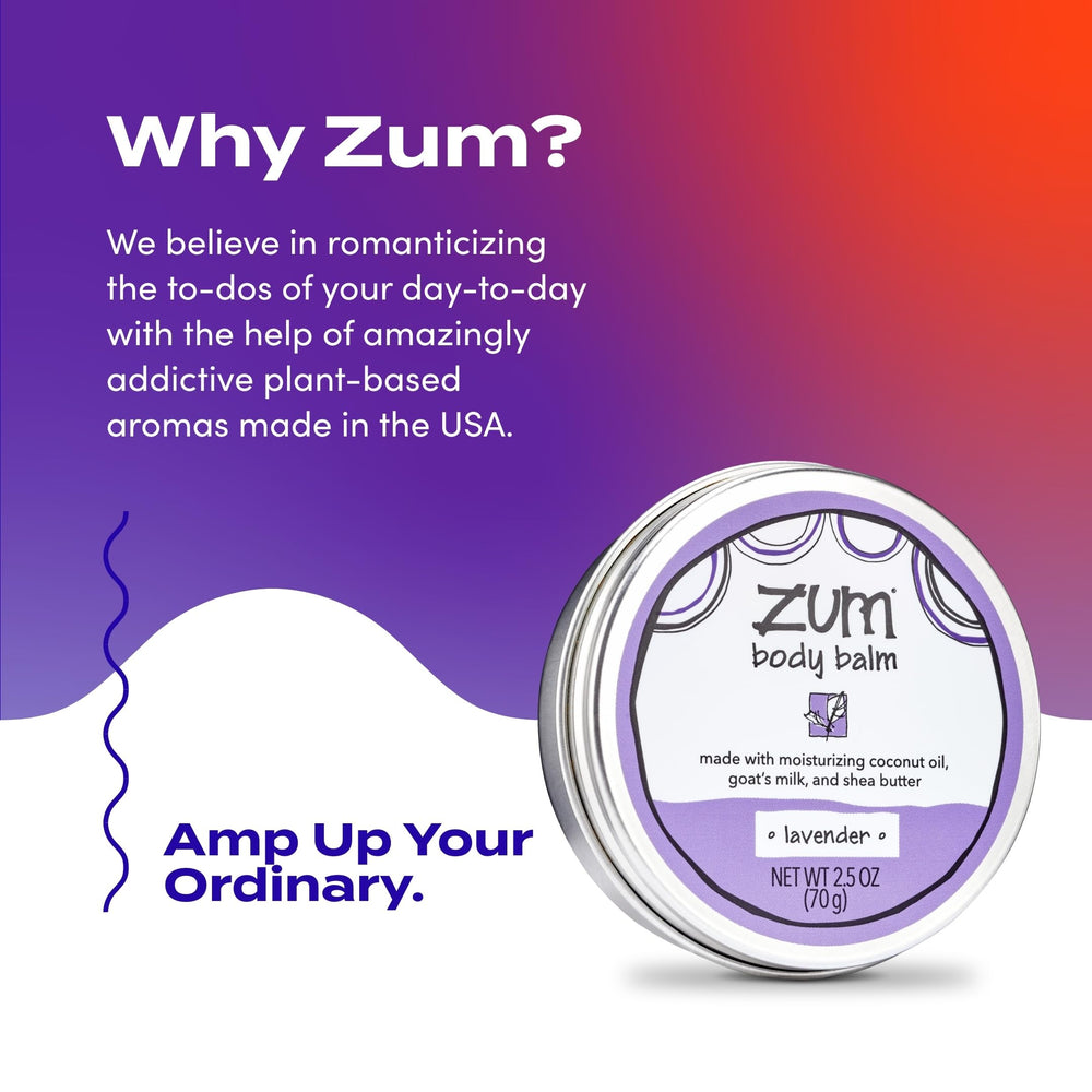 Zum Rub Lavender 2.5 oz next to coin for scale showing travel-friendly convenience