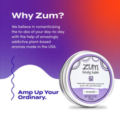 Zum Rub Lavender 2.5 oz next to coin for scale showing travel-friendly convenience