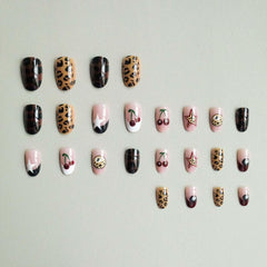 ZWENJIE close-up of leopard French tip detail showcasing crisp print and salon finish