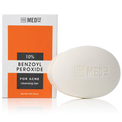111MedCo front packaging showing the 10% benzoyl peroxide bar and clear labeling benefit