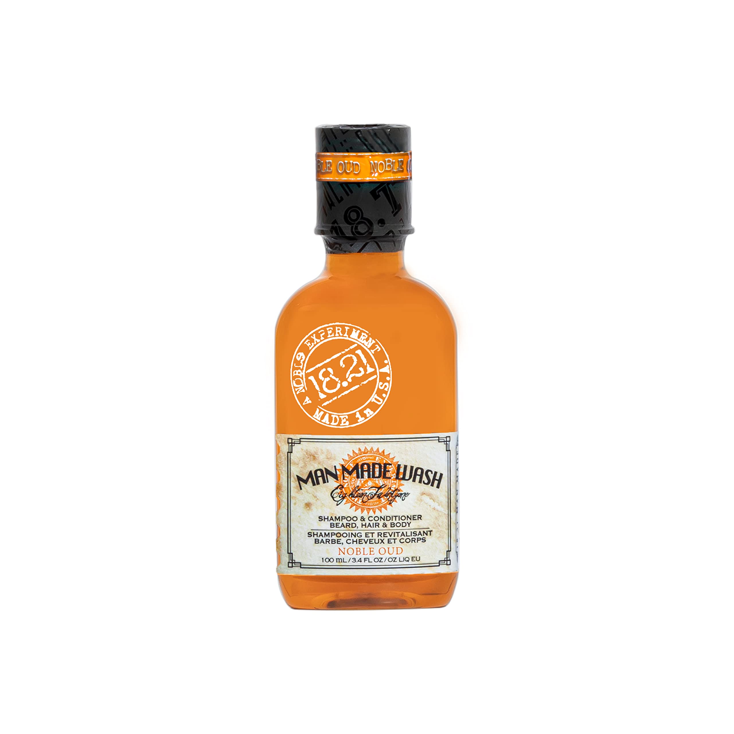 18.21 Man Made front bottle view showing elegant label and travel size benefit