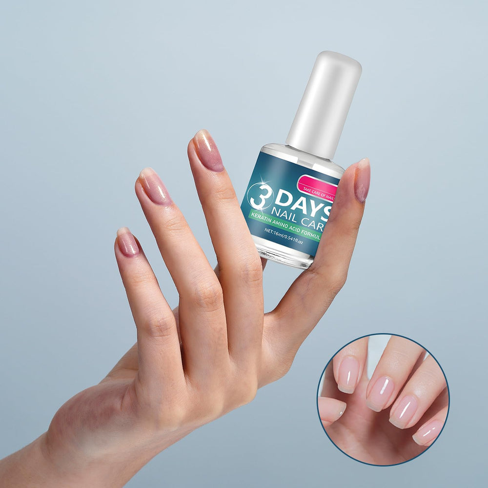Generic 3 Days Nail Care dropper releasing serum, showing lightweight texture and quick absorption benefit