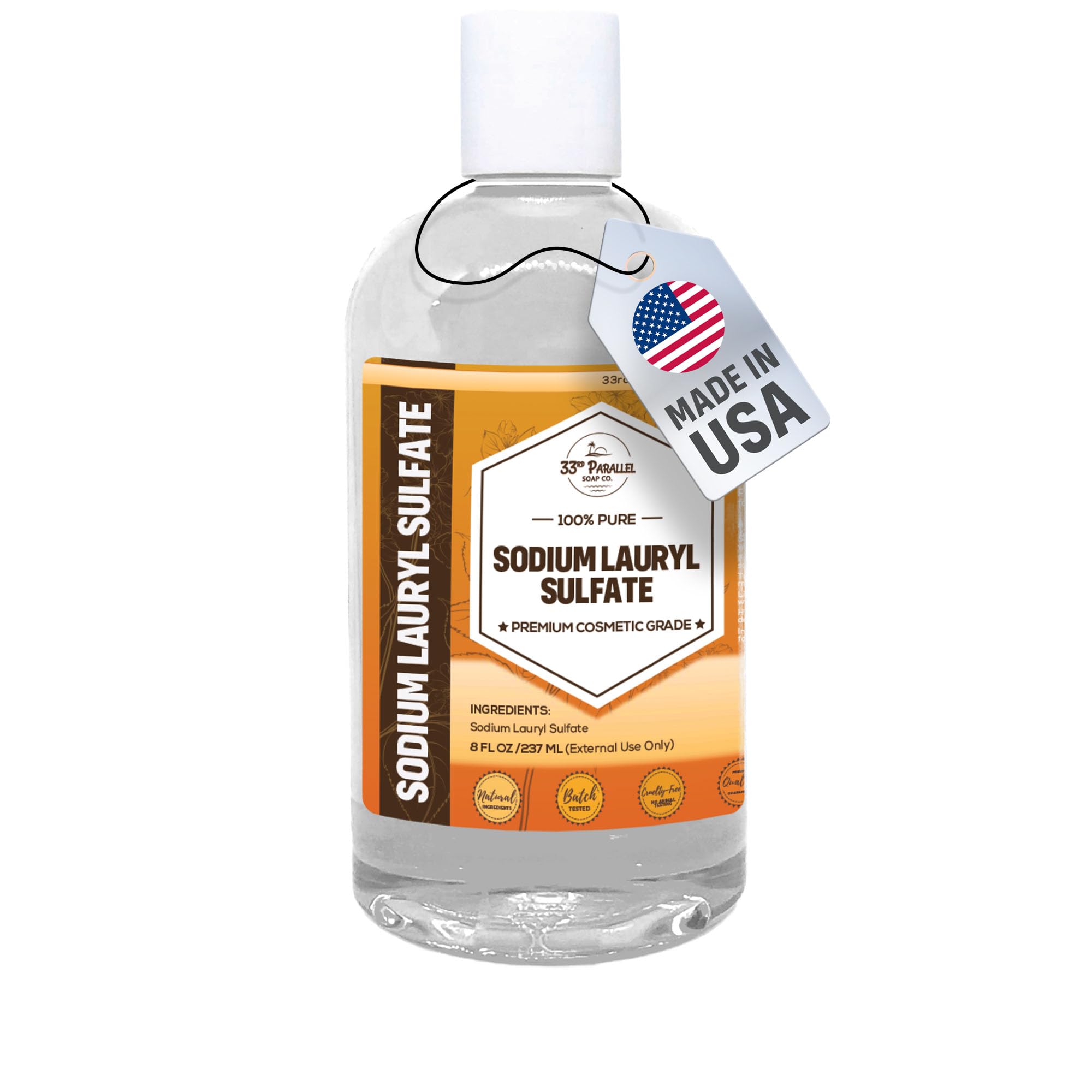 33RD PARALLEL SOAP CO. bottle front showing product and resealable cap benefit