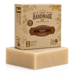 360Feel bay rum soap front packaging showing artisanal bar and scent