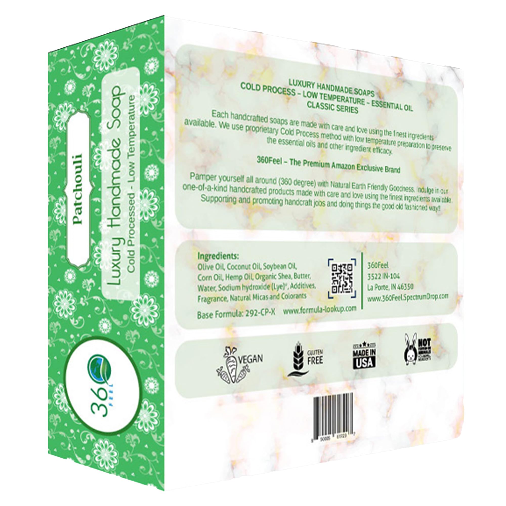360Feel patchouli soap gift presentation wrapped for gifting and mindful giving