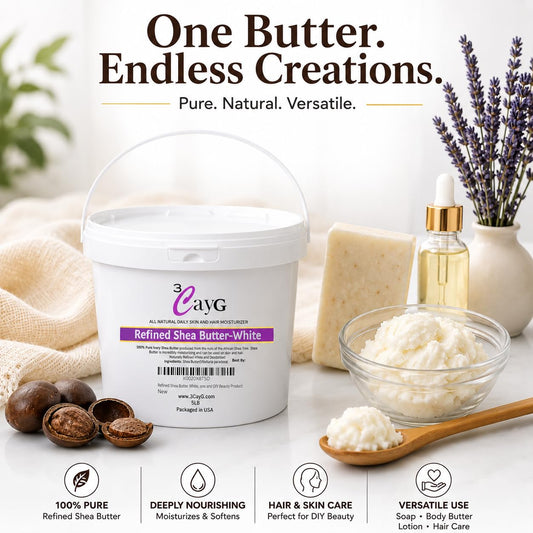 3CAYG close-up texture of refined shea butter shows smooth spreadability
