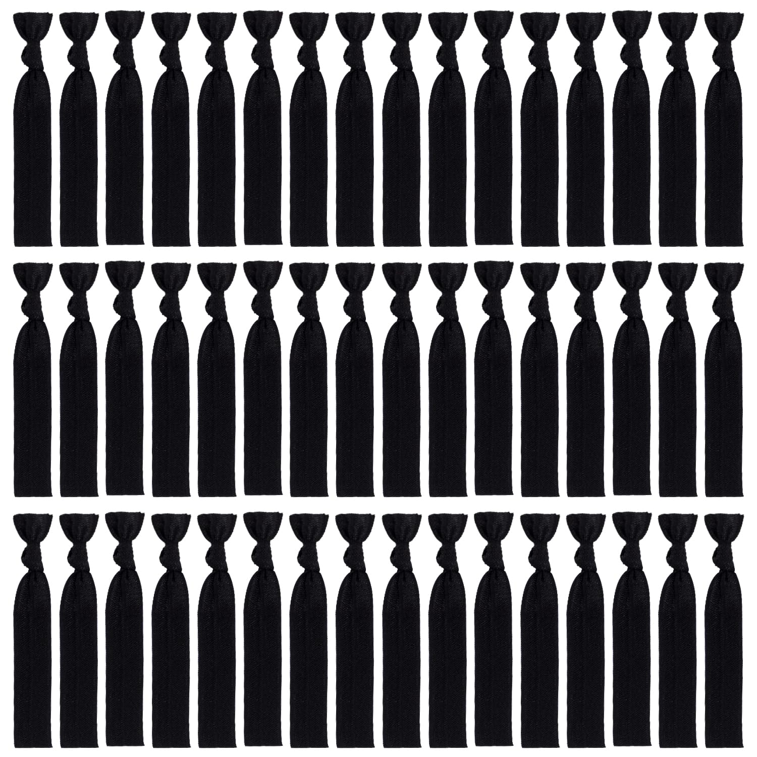 79STYLE pack front view showing 120 black ribbon hair ties and value