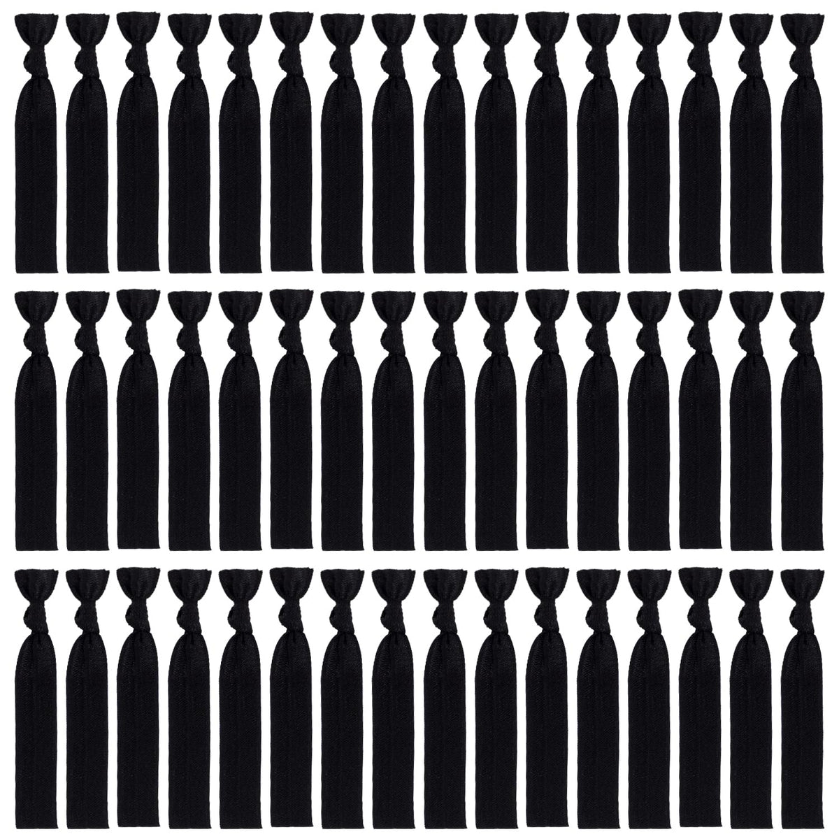79STYLE pack front view showing 120 black ribbon hair ties and value